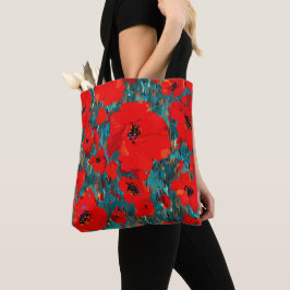 Wild rotes Mohnfeld Tasche