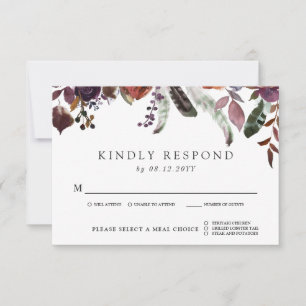 Wild Royal Bloom Wedding RSVP   Wahl des Essens Karte