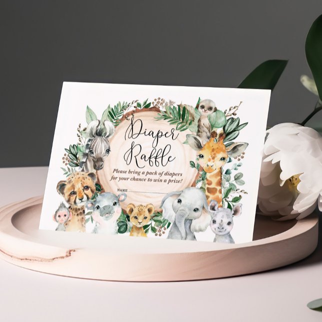 Wild Safari Animals Baby Duwer Diaper Raffle Begleitkarte (Von Creator hochgeladen)