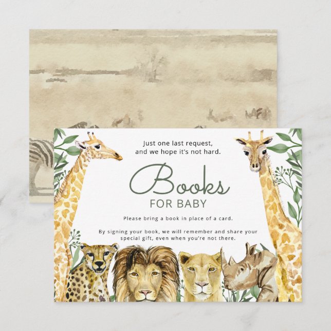 Wild Safari Animals Baby Shower Buy Request Einladung (Vorne/Hinten)