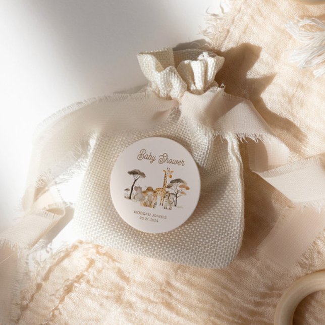 Wild Safari Animals Baby Shower Runder Aufkleber (Von Creator hochgeladen)