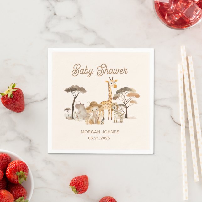 Wild Safari Animals Baby Shower Serviette (Beispiel)
