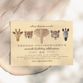 Wild Safari Animals Boys zum Geburtstag Einladung