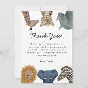 Wild Safari Animals Geburtstagsparty Dankeskarte