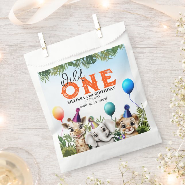 Wild Safari Animals Geburtstagsparty Geschenktütchen (Ausgeschnitten)