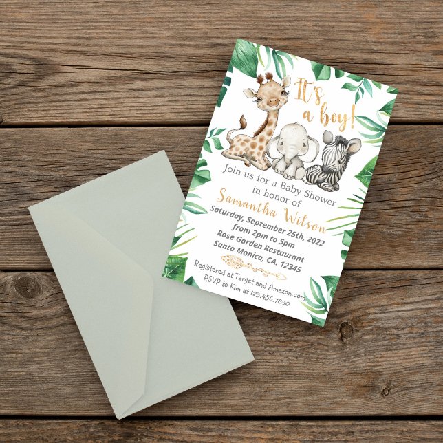Wild Safari Animaux Baby shower Invitation (Créateur téléchargé)