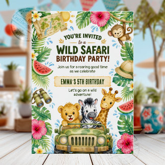 Wild Safari Birthday Party Einladung