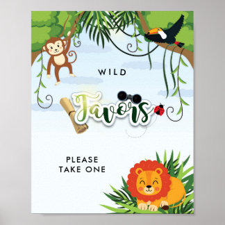 Wild Safari Dschungeltiere Baby Shower Favor-Schil Poster