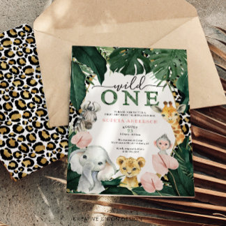 Wild Safari Jungle Animals 1. Geburtstag Einladung
