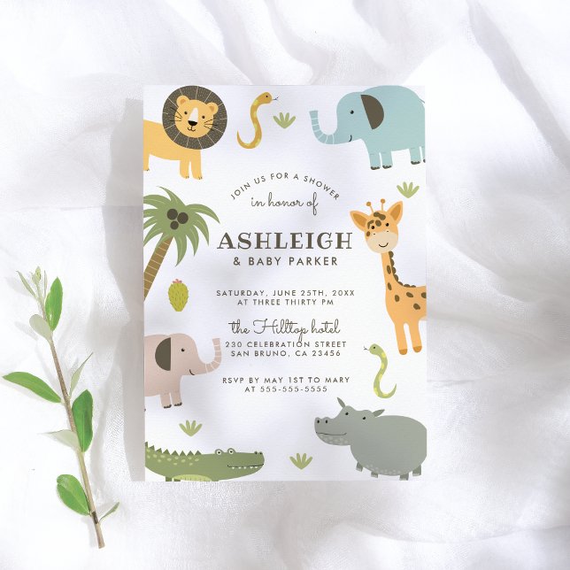 Wild Safari Niedlich Baby Dusche Einladung (Von Creator hochgeladen)