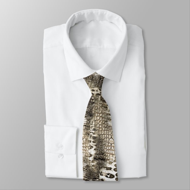 Wild Safari Snakeskin Tierdruckmuster Krawatte (Gebunden)