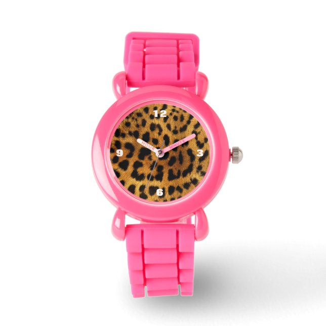 Wild-Safari-Tier, schwarz und braun geätzt Armbanduhr (Vorderseite)