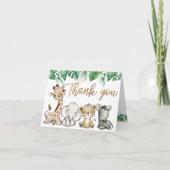 Wild Safari Tiere Geburtstag Dankeskarte (Vorderseite)