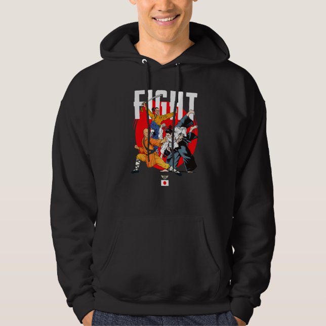 Wild Samurai Kung Fu Men kämpfen Grafik-Designs Hoodie (Vorderseite)