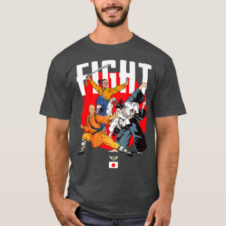 Wild Samurai Kung Fu Men kämpft gegen Neuheit Graf T-Shirt