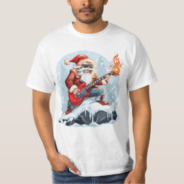Wild Santa Playing Guitar in Snow T-Shirt
