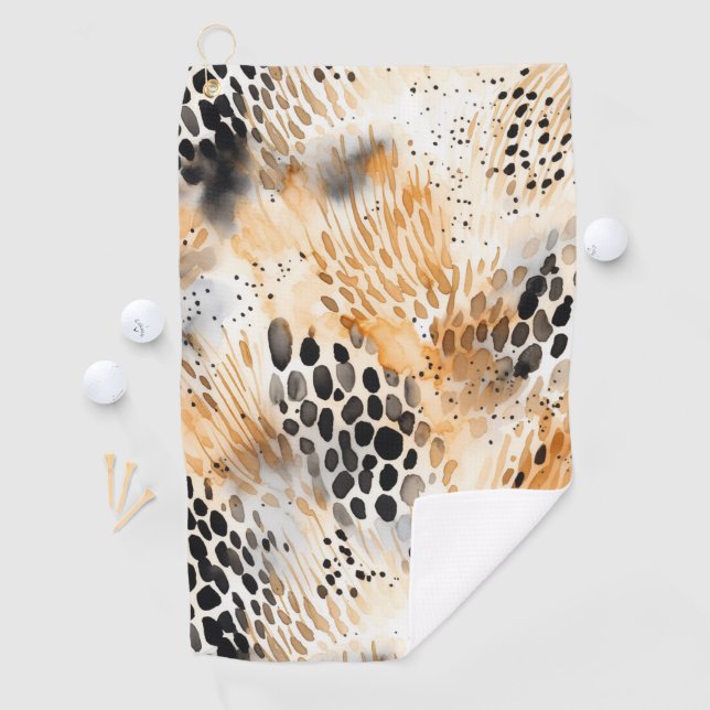 Wild Schwarzer Cream Leopard Golfhandtuch (Insitu)