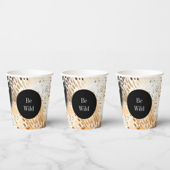 Wild Schwarzer Cream Leopard Pappbecher (Multi)