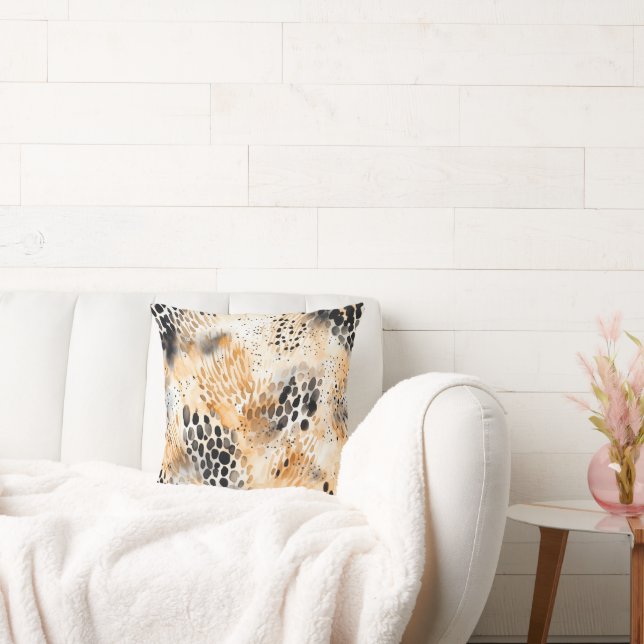 Wild Schwarzer Cream Leopard Tier Floral Kissen (Liege)