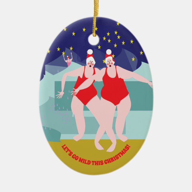 Wild Schwimmen Weihnachtsdekoration Keramik Ornament (Vorne)