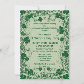 Wild Shamrock Vine Funky Saint Patricks Day Party  Einladung