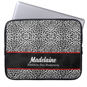 Wild Silver Cheetah Print mit roten Akzenten Laptopschutzhülle