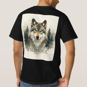 Wild Soul Wolf Wasserfarben Wald Kunst T-Shirt