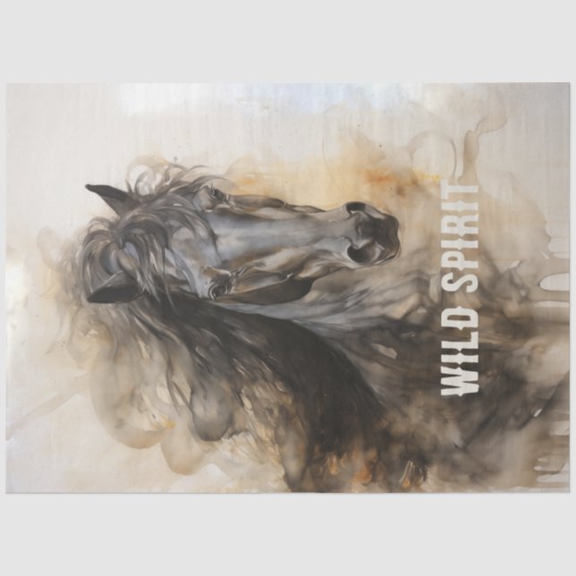 Wild Spirit Black Horse Portrait Seidenpapier (Vorderseite)