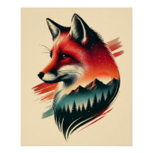 Wild Spirit Fox - Affiche artistique inspirée par 