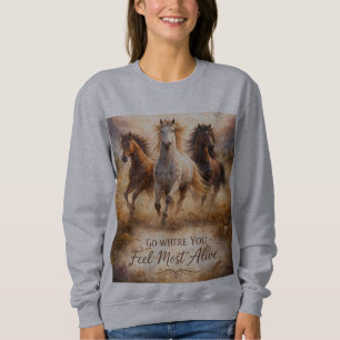 Wild Spirit Running Horses Grafik Damen Sweatshirt