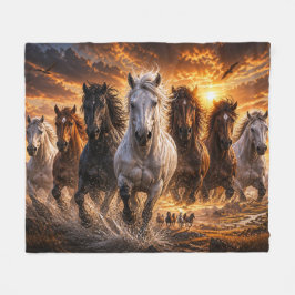 Wild Spirit Stampede – Majestätische laufende Pfer Fleecedecke