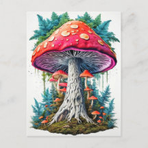 Wild Sprouting Psychedelic Mushrooms Art