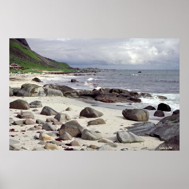 Wild Stony Beach in Norwegen Poster (Vorne)