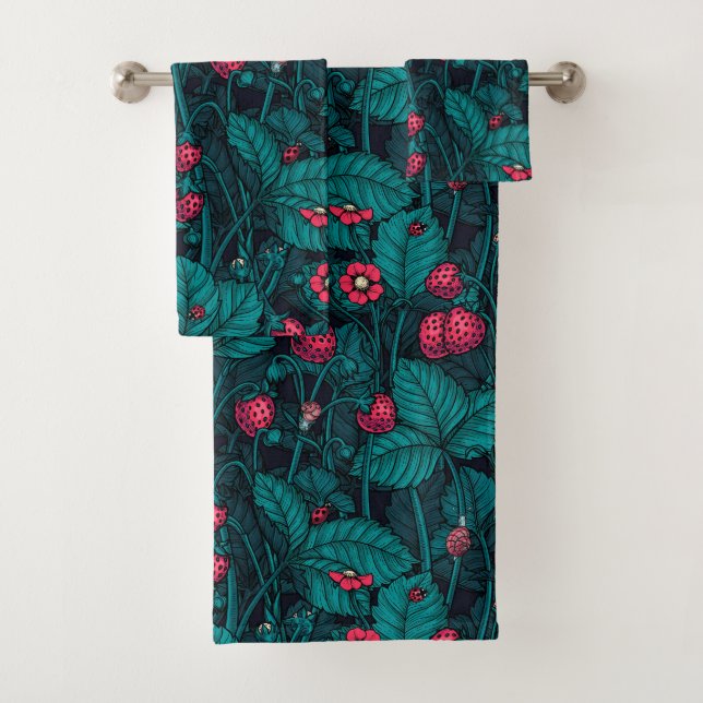 Wild strawberries, red and blue badhandtuch set (Insitu)