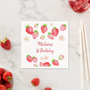 Wild Strawberry Berry Sweet Birthday Serviette