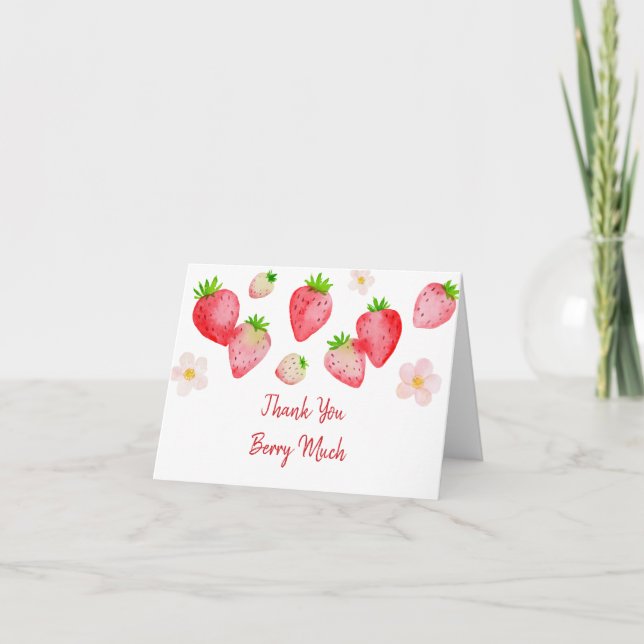 Wild Strawberry Birthday Dankeskarte (Vorderseite)