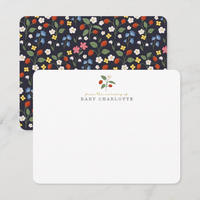 Wild Strawberry Nursery Note Card Einladung (Vorne/Hinten)