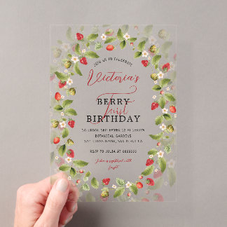 WILD STRAWBERRY SWEET BABY BIRTHDAY ACRYLEINLADUNGEN