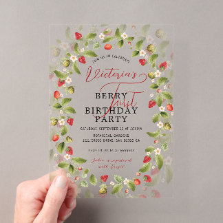 WILD STRAWBERRY SWEET BABY BIRTHDAY ACRYLEINLADUNGEN