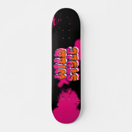 Wild Style Pink Graffiti Paint Splatter Skateboard