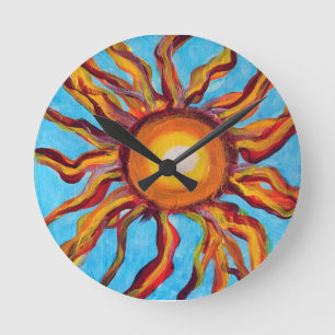 Wild Sun Runde Wanduhr