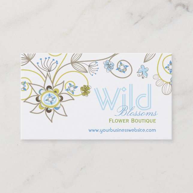 Wild Sweet Blue Blossom Blume Whimsisches Floral Visitenkarte (Vorderseite)