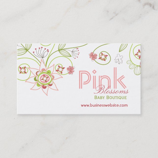 Wild Sweet Pink Blossom Blume Whimsical Floral Visitenkarte (Vorderseite)