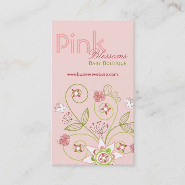 Wild Sweet Pink Blossom Blume Whimsisches Floral Visitenkarte (Vorderseite)