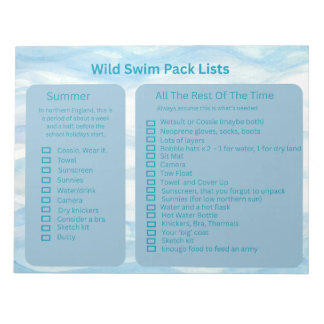 Wild Swimmers Pack Liste Seiten Notizblock