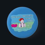 Wild swimming outdoor swimmer club member button<br><div class="desc">A fun postcard to welcome people to the world of outdoor swimming. Start by looking like the swimmer on the front, finish by feeling like the swimmer on the back! Great for those who are new to wild swimming and open water sea and lake swims.</div>