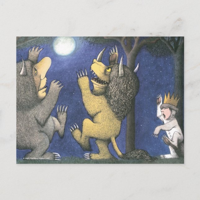 Wild Things and Max Dancing in Moonlight Postkarte (Vorderseite)