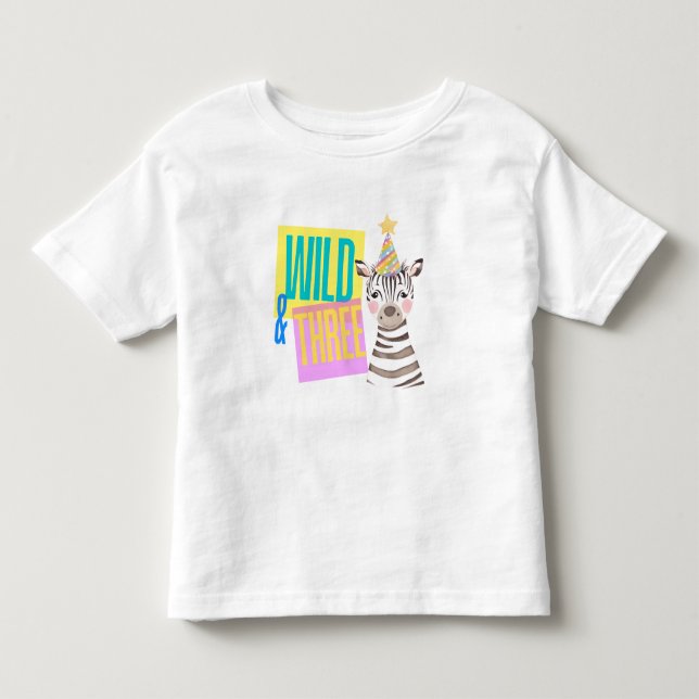 Wild & Three 3. Geburtstag Zebra T - Shirt (Vorderseite)
