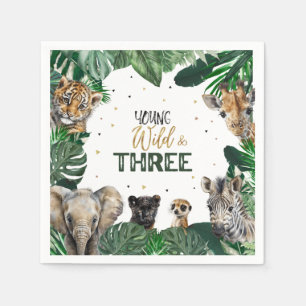 Wild & Three Safari Einladung zum Geburtstag Serviette