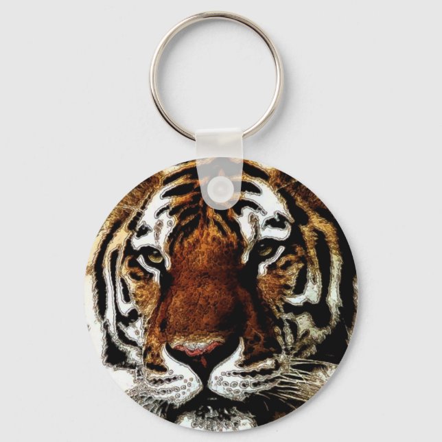 Wild Tiger Artwork Schlüsselanhänger (Vorderseite)